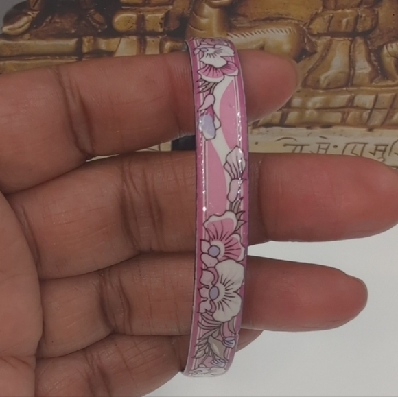 Floral Pink Enamel Bracelet - Picture 6 of 7